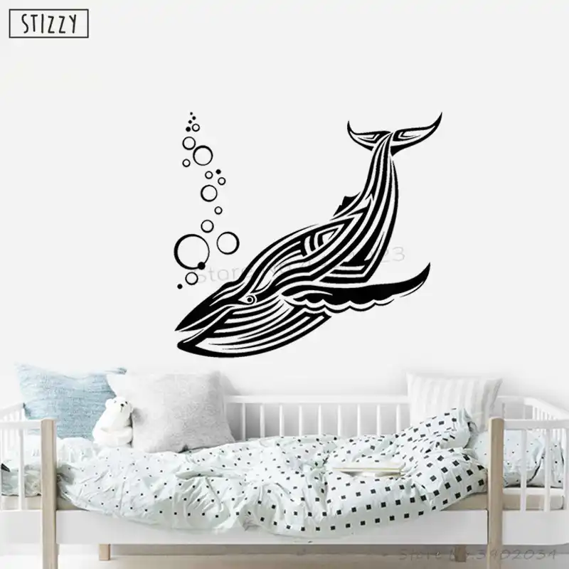 Stizzy Wall Decal Creative Big Blue Whale Animal Wall