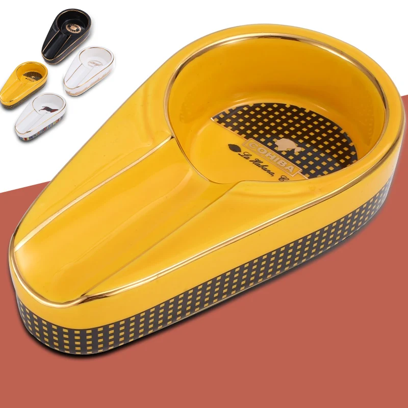 COHIBA Cigar Gadgets Ceramic Cigar Ashtray Single Cigar Holder Round Ash Slot 4 Colors Yellow Tobacco Cigarette Ashtray Gift Box
COHIBA Cigar Gadgets Ceramic Cigar Ashtray Single Cigar Holder Round Ash Slot 4 Colors Yellow Tobacco Cigarette Ashtray Gift Box