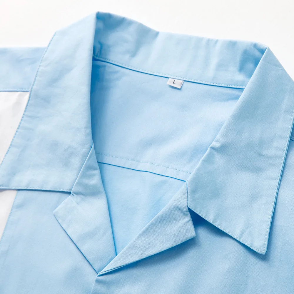 Мужская Повседневная рубашка на пуговицах синяя и белая в Вертикальную Полоску