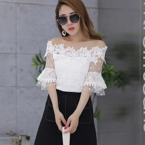 2019 Women Blouse Summer Sweet Hollow Out Floral Lace Shirt Female Short Sleeve Slash Neck Mesh Blouses Short Tops WF842
2019 Women Blouse Summer Sweet Hollow Out Floral Lace Shirt Female Short Sleeve Slash Neck Mesh Blouses Short Tops WF842