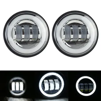 4.5inch LED Passing Fog light for Harley fog lamps Auxiliary Light 6000K White Halo Ring DRL Motorcycle Projector foglights