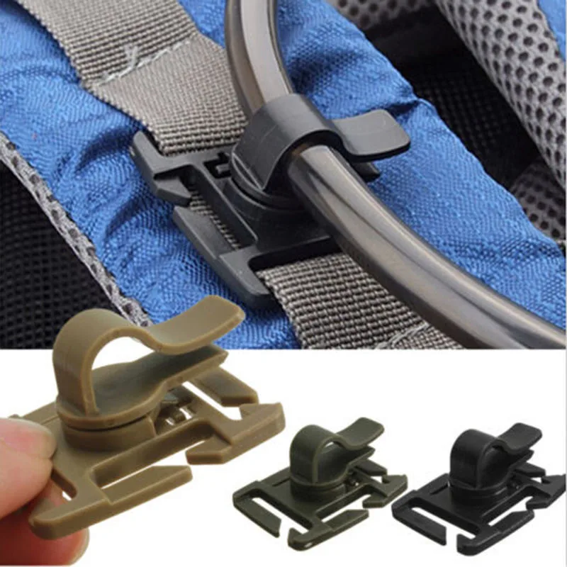 Drink Tube Clip Water Pipe Hose Clamp Backpack Molle Webbing Tactical Buckle VT
