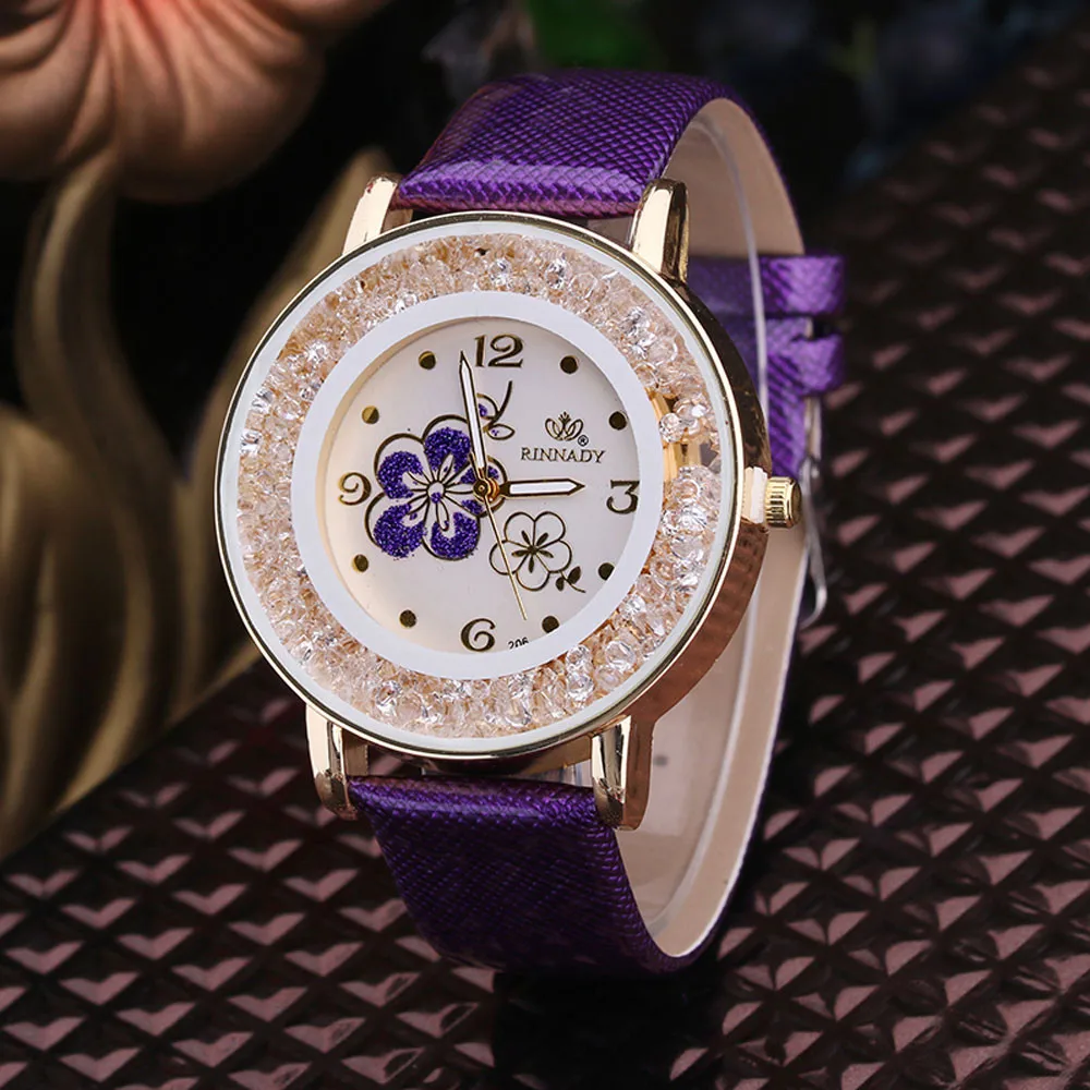 Women Luxury Watch Clock Fashion Quartz Wrist Ladies Watches Ball Diamond Rose Pattern Belt | Наручные часы