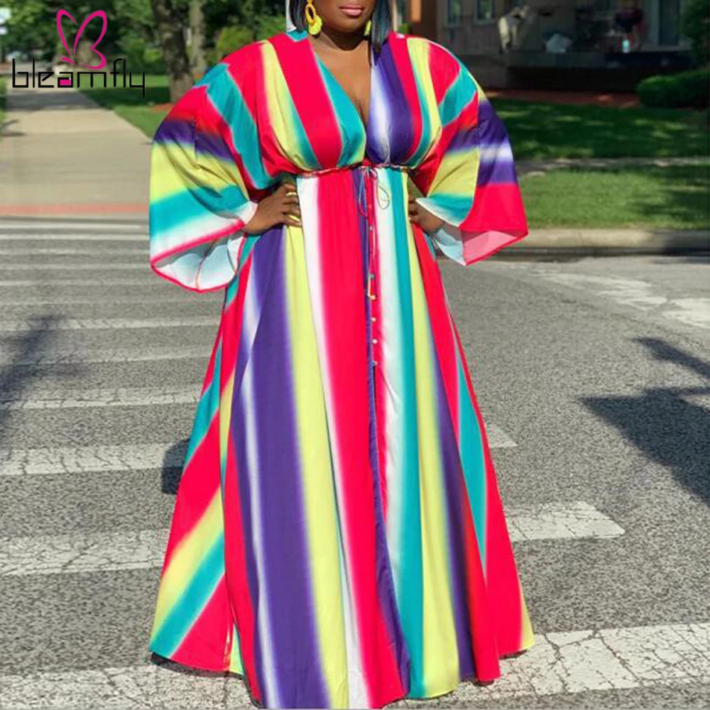 Plus Size 4XL Long Maxi Dress Women Colorful Striped Print Boho Bohemian Beach V-neck Elegant Dresses Sexy Club Party Vestido
Plus Size 4XL Long Maxi Dress Women Colorful Striped Print Boho Bohemian Beach V-neck Elegant Dresses Sexy Club Party Vestido