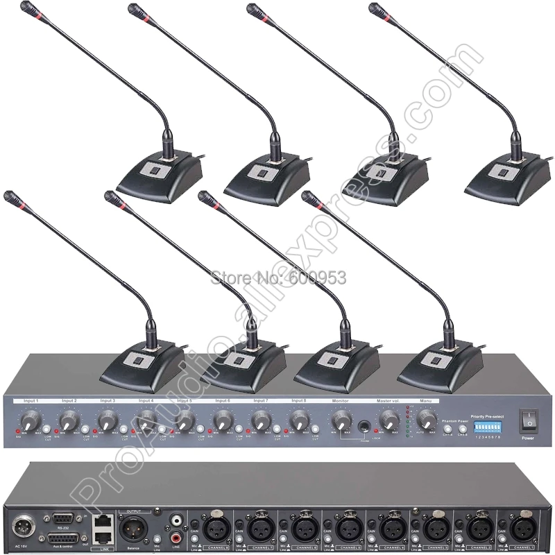 MICWL 8Pcs Wired Desk Tabletop Gooseneck Conference System - 8 Channel 48V Phantom Sound Mixer
MICWL 8Pcs Wired Desk Tabletop Gooseneck Conference System - 8 Channel 48V Phantom Sound Mixer