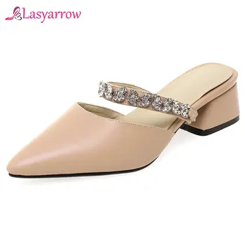 Lasyarrow 2019 summer square med heels pointed toe beige rhinestone woman outdoor sandals ladies shoes women mules size 47 J885
Lasyarrow 2019 summer square med heels pointed toe beige rhinestone woman outdoor sandals ladies shoes women mules size 47 J885