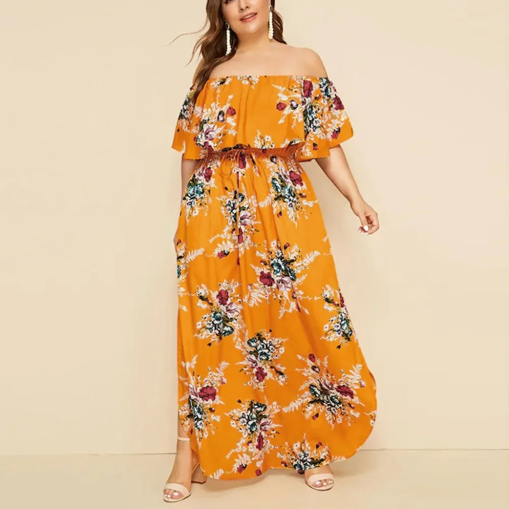 2019 Women Butterfly Sleeve Plus Size L-5XL Lace Up Maxi Dress Yellow Flowing Floral Print Sling Loose Dress vestiti donna A4 
2019 Women Butterfly Sleeve Plus Size L-5XL Lace Up Maxi Dress Yellow Flowing Floral Print Sling Loose Dress vestiti donna A4
