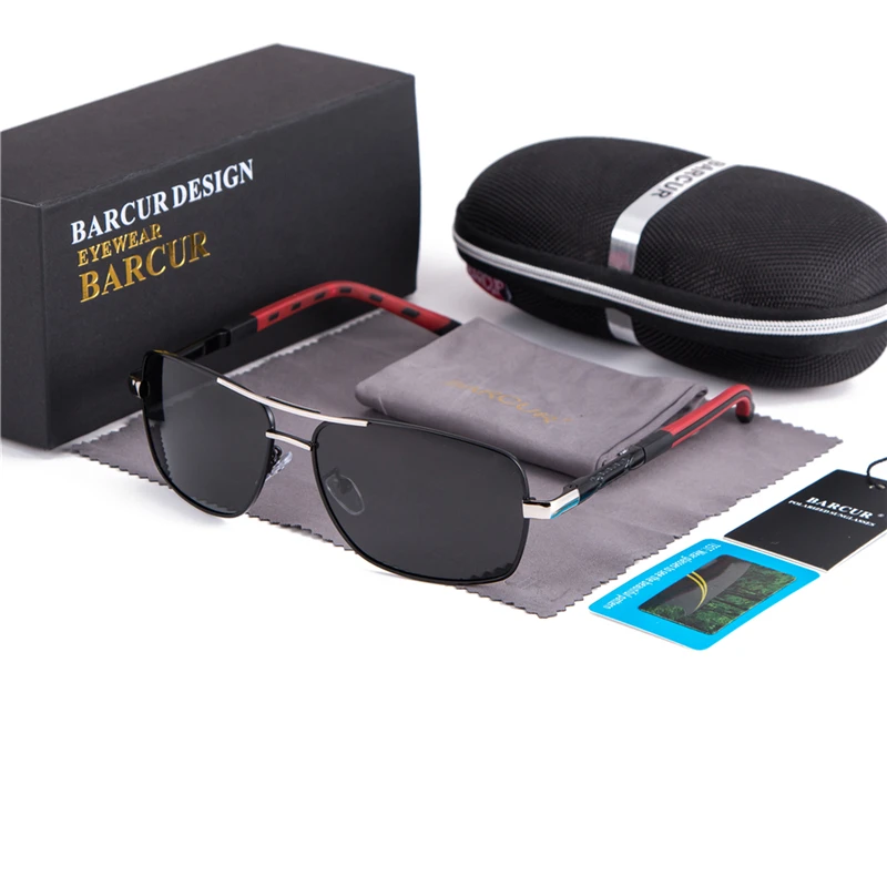 BARCUR Rectangle Polarized Sunglasses Driving Glasses Men's