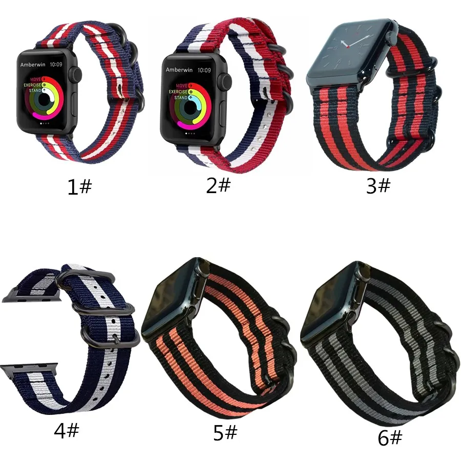 Waterproof Nylon Sports Strap for Apple watch Series 4/3/2/1 Color stripe Band for iWatch 38 40 42 44MM Buck Wacthband
Waterproof Nylon Sports Strap for Apple watch Series 4/3/2/1 Color stripe Band for iWatch 38 40 42 44MM Buck Wacthband