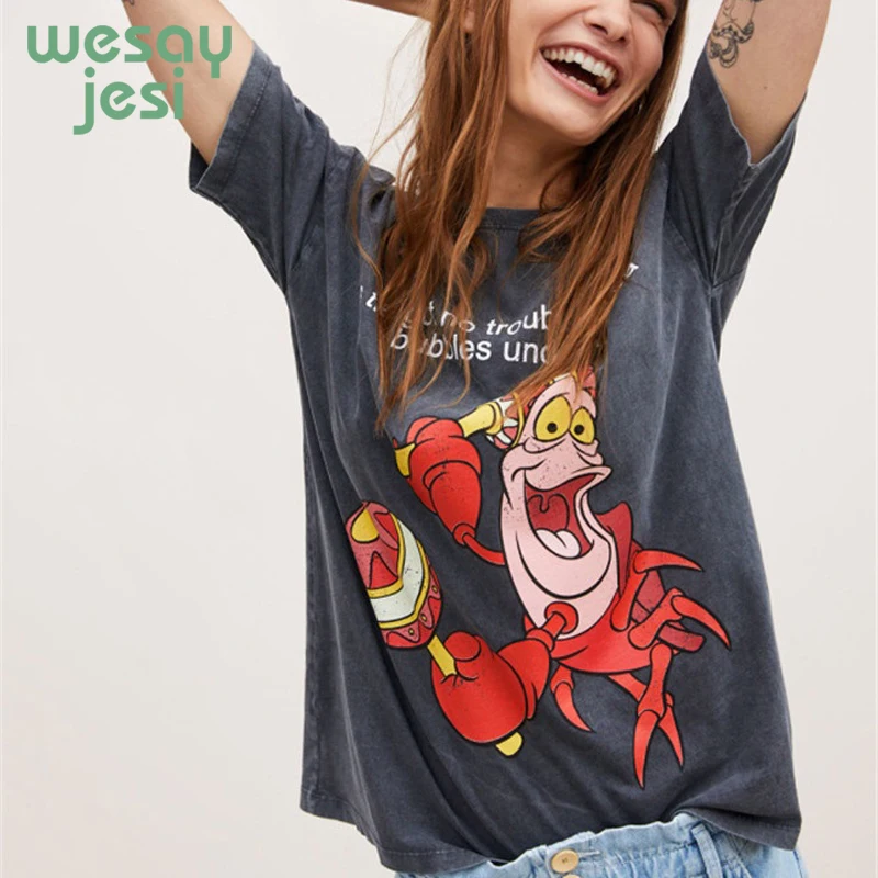 t-shirt women Tees england street cartoon lobster Graphic letter printing Fermented wash vintage cotton o-neck harajuku tshirt
t-shirt women Tees england street cartoon lobster Graphic letter printing Fermented wash vintage cotton o-neck harajuku tshirt