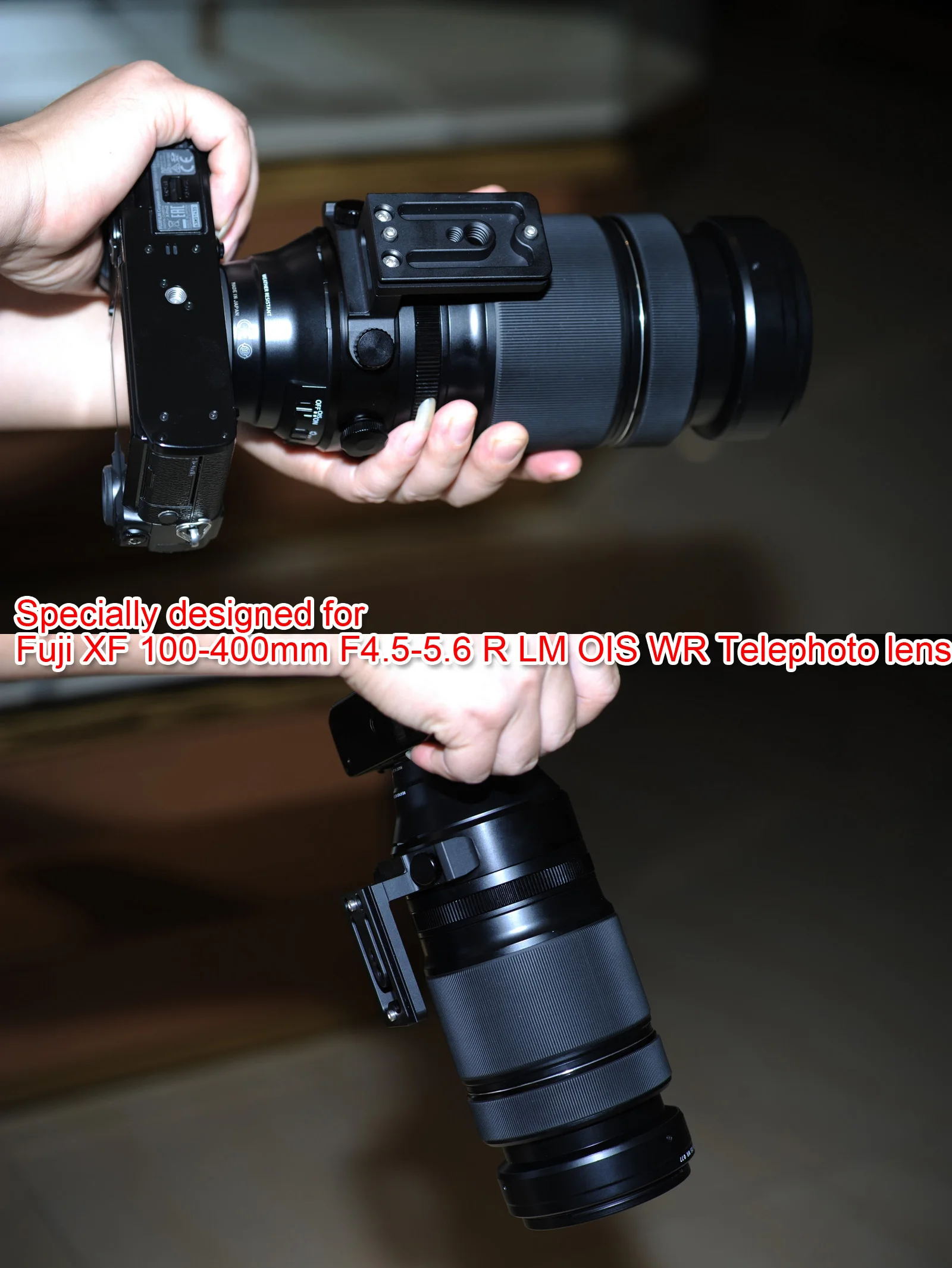 Lens Collar Replacement Foot for Fuji XF 100-400mm F4.5-5.6 R LM OIS WR Telephoto Lens Camera Tripod Mount Ring Base Support Adapter Stand with Arca-Swiss Type Quick Release Plate for Ball Head