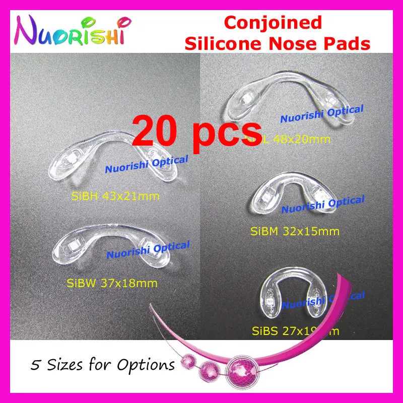 

20pcs Soft Clear Bridge Conjoined Silicone Nose Pads For Glasses Eyeglass Spectacle Eyewear 5 Size Options Free Shipping