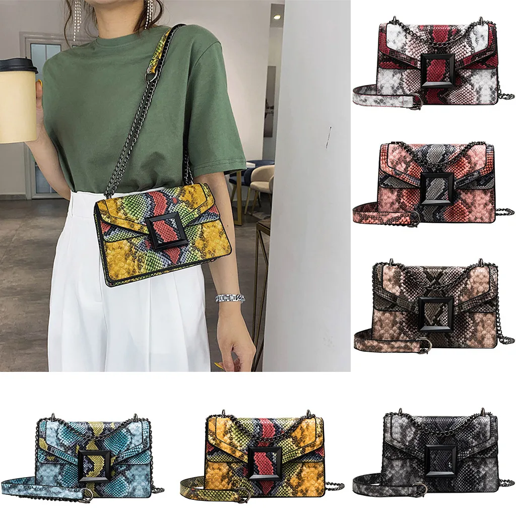 Coneed Summer Women's Dark Color Snake Print Vintage Crossbody Square Buckle Metal DecorationShoulder Bag 2019 June 18 P35
Coneed Summer Women's Dark Color Snake Print Vintage Crossbody Square Buckle Metal DecorationShoulder Bag 2019 June 18 P35