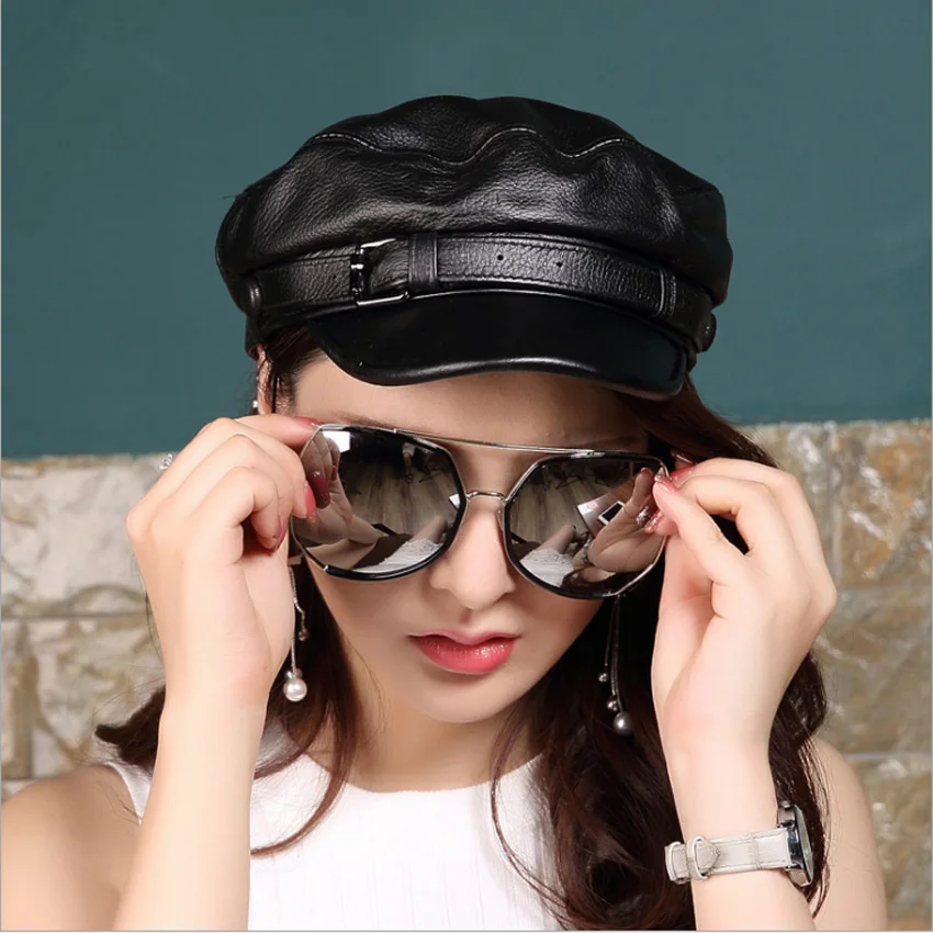 Genuine Goatskin Leather Newsboy Caps Fashion Military Hats Luxury Design Visors Cap MZ57
Genuine Goatskin Leather Newsboy Caps Fashion Military Hats Luxury Design Visors Cap MZ57