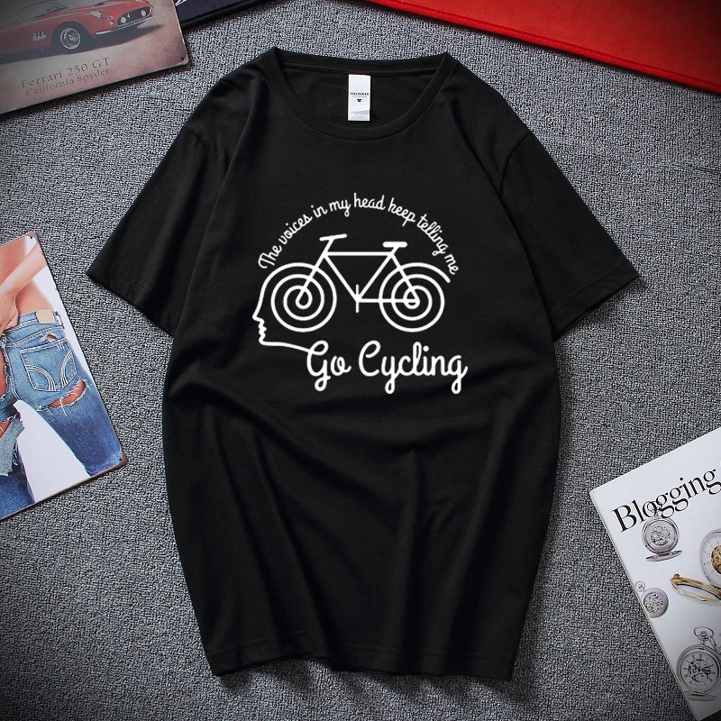 Voices In My Head Cyclinger MENS RLTW T-SHIRT Tee Cycle Bicycle Birthday Basic Models Print T Shirt Summer Casual | Мужская одежда