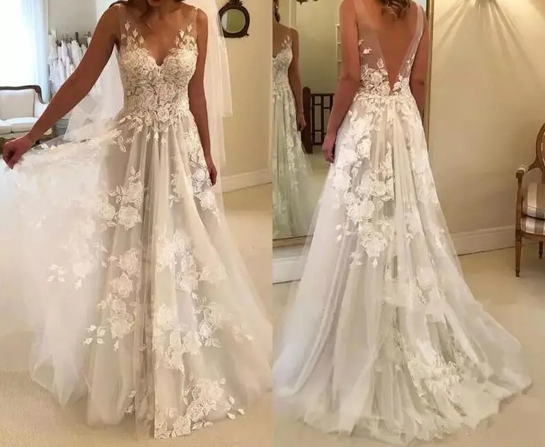 Vestido de noiva 2019 Plus size Wedding Dresses Long V Neck Bride Gowns Back Deep V Appliques A Line wedding gown
Vestido de noiva 2019 Plus size Wedding Dresses Long V Neck Bride Gowns Back Deep V Appliques A Line wedding gown