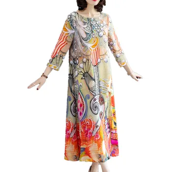 Plus size Elegant chiffon Silk Dress 2019 Summer Casual Vintage o-Neck Women Dresses Fashion Loose Print Dresses Vestidos
Plus size Elegant chiffon Silk Dress 2019 Summer Casual Vintage o-Neck Women Dresses Fashion Loose Print Dresses Vestidos