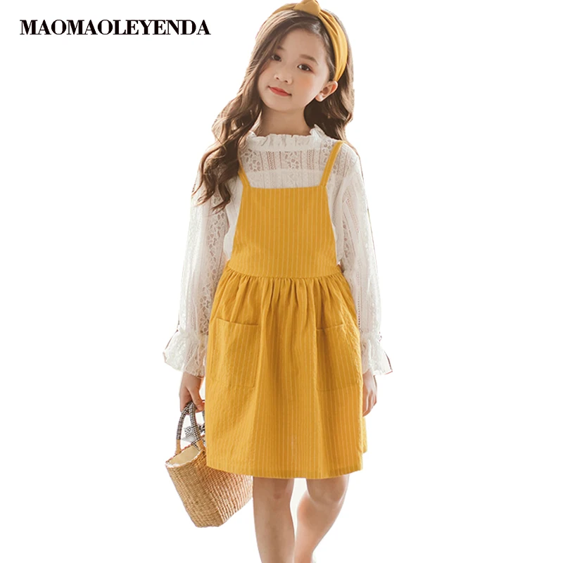 Children Girl Clothing Suit spring Two Piece Set Top & Sling Dress Long Sleeve Striped Kids Clothes 4 5 6 7 8 9 10 11 12 Years
Children Girl Clothing Suit spring Two Piece Set Top & Sling Dress Long Sleeve Striped Kids Clothes 4 5 6 7 8 9 10 11 12 Years