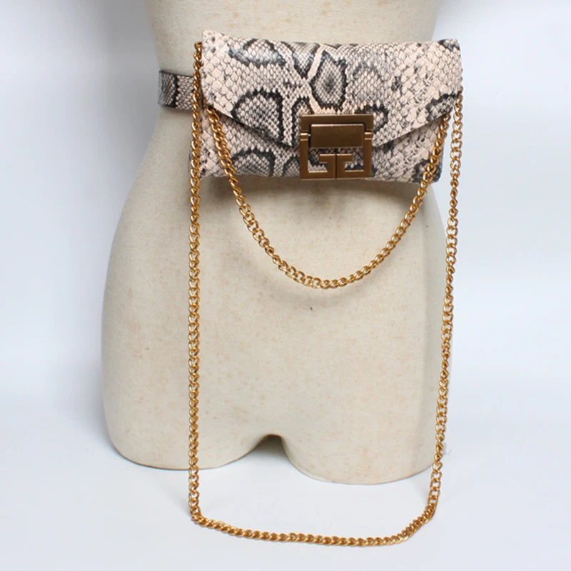 Women Waist bag snakeskin pattern Detachable Belt Chain PU bag with Chain Decoration
Women Waist bag snakeskin pattern Detachable Belt Chain PU bag with Chain Decoration