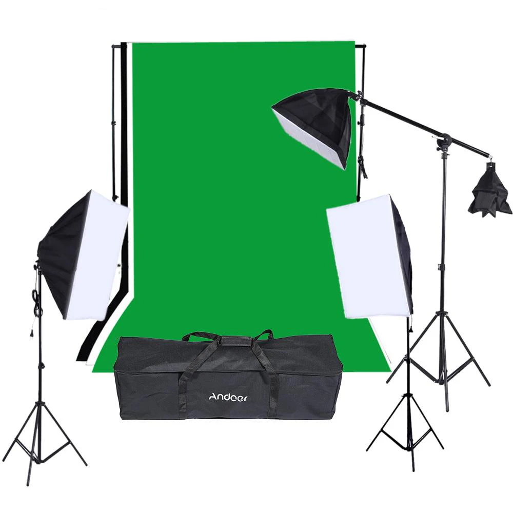 Andoer Photo Studio Kits 9*135W Photography lights Bulbs Softbox Light Stand Green Photo Backdrop Cantilever Stick Accessories
Andoer Photo Studio Kits 9*135W Photography lights Bulbs Softbox Light Stand Green Photo Backdrop Cantilever Stick Accessories
