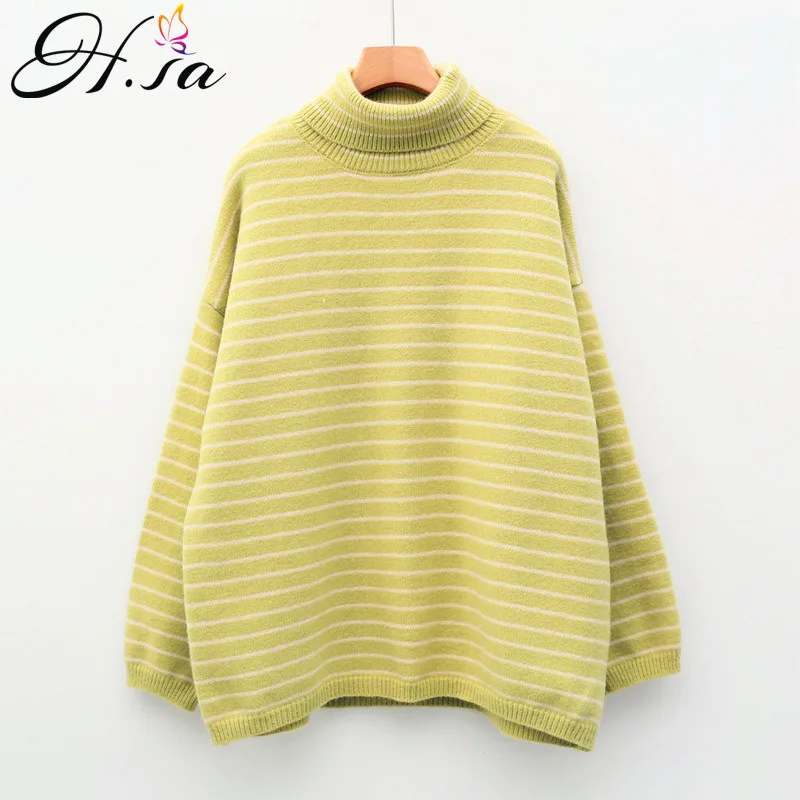 H.SA Women Winter Turtleneeck Pullover and Sweaters Loose Oversized Striped Pull Jumpers 2019 Spring Knit Tops pull femme hiver 
H.SA Women Winter Turtleneeck Pullover and Sweaters Loose Oversized Striped Pull Jumpers 2019 Spring Knit Tops pull femme hiver