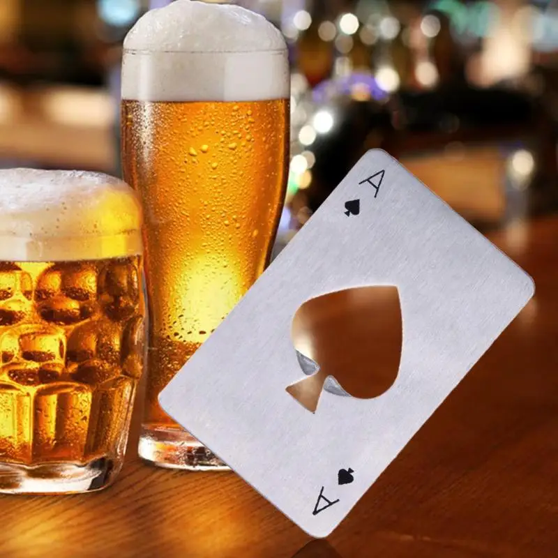 Portable Poker Shape Bottle Ace Soda Beer Cap Opener Opener Stainless Steel Playing Card Creative Bar Tools Drinking Accessories
Portable Poker Shape Bottle Ace Soda Beer Cap Opener Opener Stainless Steel Playing Card Creative Bar Tools Drinking Accessories