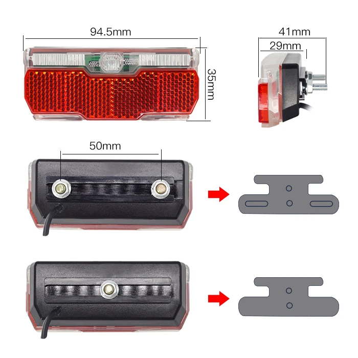 Flash Deal ebike light with headlight and taillight set suitable for Input 12V 24V 36V 48V bafang Led Lamp e bike light fornt 1