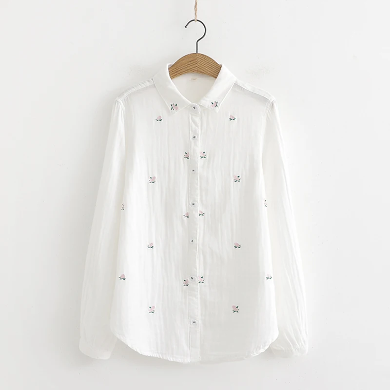 Women's Fresh Style Cotton Shirts Spring Autumn Simple Floral Embroidery Long Sleeve Loose Blouses Female All Match Basic Blusas
Women's Fresh Style Cotton Shirts Spring Autumn Simple Floral Embroidery Long Sleeve Loose Blouses Female All Match Basic Blusas