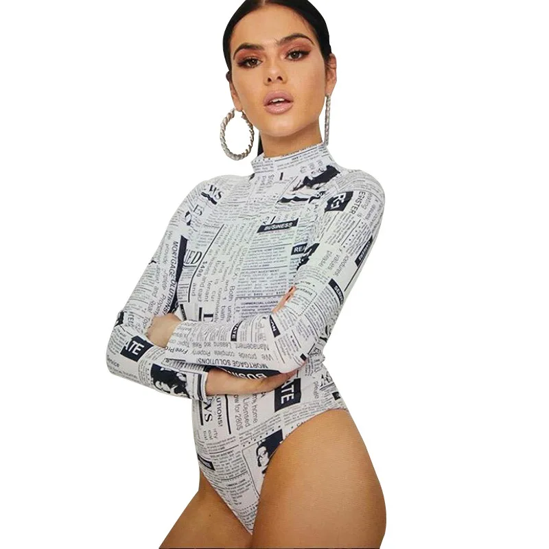 2018 New Newspaper Daily Prints Color Long Sleeve Sporting Femme Bodysuit Playsuit Overalls Sexy Tights Fitness Women Jumpsuits
2018 New Newspaper Daily Prints Color Long Sleeve Sporting Femme Bodysuit Playsuit Overalls Sexy Tights Fitness Women Jumpsuits