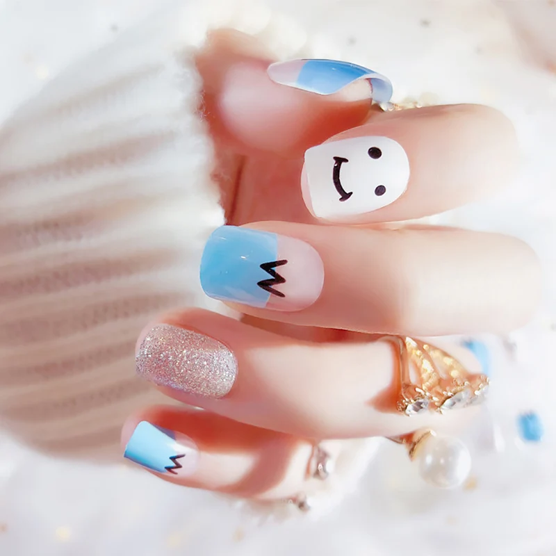 Women Finished Stitching Color Beauty Fake Nails Girls Sweet Cute Smiley Short Nail Art Tips with Glue 24pcs DIY False Nails
Women Finished Stitching Color Beauty Fake Nails Girls Sweet Cute Smiley Short Nail Art Tips with Glue 24pcs DIY False Nails