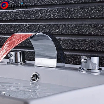 WidespreadChrome Brass Waterfall Bathroom Sink Faucet 3 Holes Mixer Tap LED Tap
WidespreadChrome Brass Waterfall Bathroom Sink Faucet 3 Holes Mixer Tap LED Tap