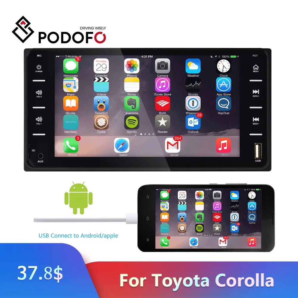 Podofo 2 Din Car Radio Universal Car Multimedia player 7'' Autoradio Mirror link Bluetooth Audio Radio Stereo For Toyota Corolla
Podofo 2 Din Car Radio Universal Car Multimedia player 7'' Autoradio Mirror link Bluetooth Audio Radio Stereo For Toyota Corolla