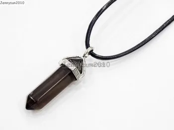 Natural Smoky Quart-z Gems Stone Hexagonal Pointed Healing Reiki Chakra Pendant Black Leather Cord Necklace 18''lnch 5 Sets/Pack
Natural Smoky Quart-z Gems Stone Hexagonal Pointed Healing Reiki Chakra Pendant Black Leather Cord Necklace 18''lnch 5 Sets/Pack