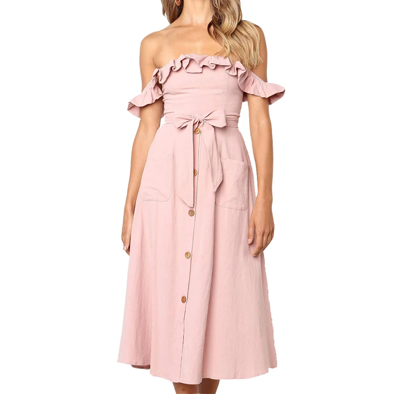 Backless Strapless Sexy Dress Pockets Printed Ruffles Boho Midi Dress Buttons New Summer Sundress Spring Women Dress Party M0406
Backless Strapless Sexy Dress Pockets Printed Ruffles Boho Midi Dress Buttons New Summer Sundress Spring Women Dress Party M0406