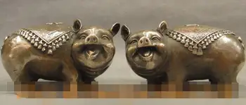 S01320 Folk Chinese Bronze Copper Wealth ZhaoCai Happy Year Zodiac Pig Statue Pair
S01320 Folk Chinese Bronze Copper Wealth ZhaoCai Happy Year Zodiac Pig Statue Pair