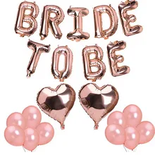 1 conjunto 16 polegada rosa ouro noiva a ser letra balões coração folha balão hen decorações de festa casamento festa de despedida suprimentos(China)