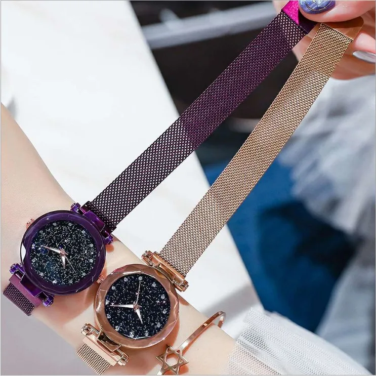 Stainless Strap Women Watches Fashion Elegant Magnet Buckle Vibrato Purple Ladies Wristwatch Starry Sky Roman Numeral Gift Clock
Stainless Strap Women Watches Fashion Elegant Magnet Buckle Vibrato Purple Ladies Wristwatch Starry Sky Roman Numeral Gift Clock