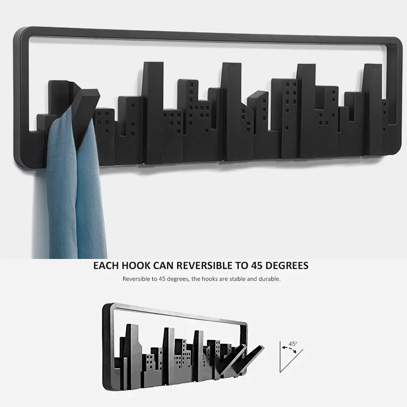 Multi-group Hooks Home Skyline Design Decorative Multi Wall Mounted Hook with 5 Flip-down Hooks Wall Decor for Storage Key Bag
Multi-group Hooks Home Skyline Design Decorative Multi Wall Mounted Hook with 5 Flip-down Hooks Wall Decor for Storage Key Bag