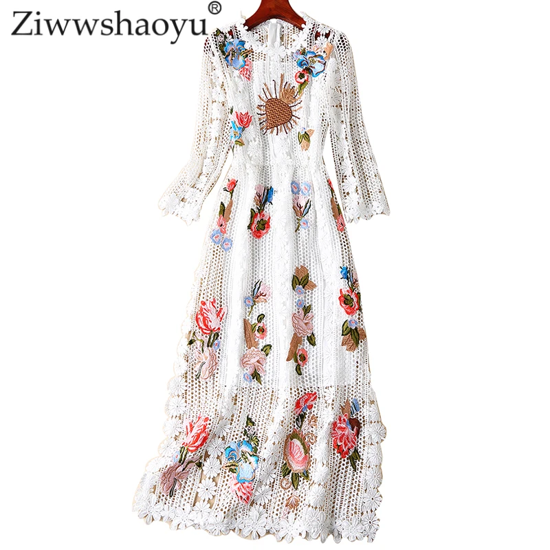 Ziwwshaoyu Elegant Split dresses O-Neck Embroidery Floral Petal Sleeve Hollow Out Floral dress Spring and summer new women
Ziwwshaoyu Elegant Split dresses O-Neck Embroidery Floral Petal Sleeve Hollow Out Floral dress Spring and summer new women