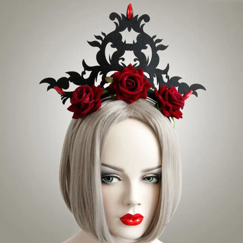 Lady Queen Head Wreath Gothic Black Crown Red Roses Tiara Hair Hoop Halloween Party Masquerade Cosplay
Lady Queen Head Wreath Gothic Black Crown Red Roses Tiara Hair Hoop Halloween Party Masquerade Cosplay