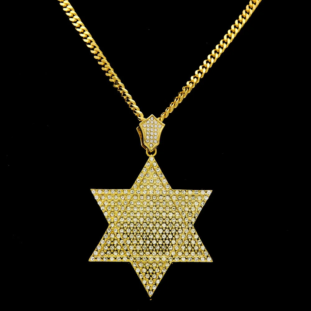 Hip Hop Full Rhinestones Paved Bling Ice Out Big Star of David Hexagram Pendants Necklace for Men Jewelry Gold Silver
Hip Hop Full Rhinestones Paved Bling Ice Out Big Star of David Hexagram Pendants Necklace for Men Jewelry Gold Silver