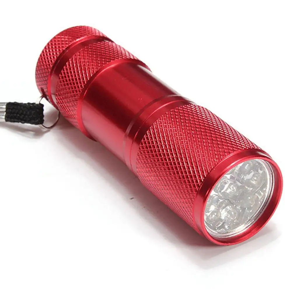 9LED алюминиевый УФ ультрафиолетовый фонарик фиолетовый свет лампа AAA Горячий