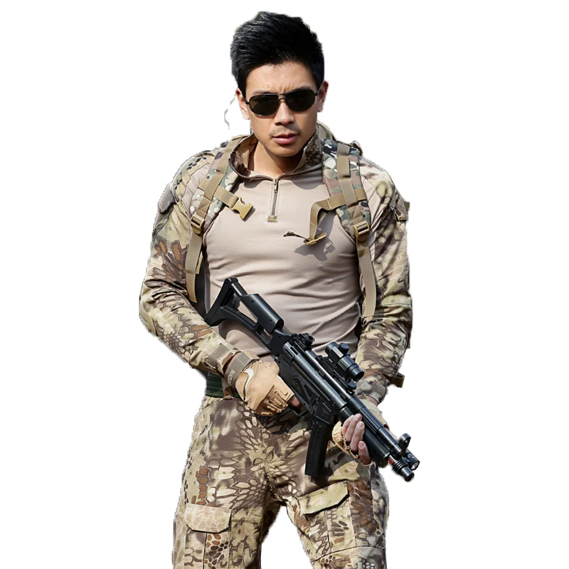 

Military Suits Camouflage Tactical Clothes Uniform SWAT Soilders Airsoft War Game T Shirt + Pant Men CS Combat Sets Frog Suits