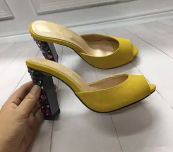 Women Sexy peep toe high heel slippers Fashion diamonds heel Slides shoes Chic sexy&club shoes EU35-41 size BY434
Women Sexy peep toe high heel slippers Fashion diamonds heel Slides shoes Chic sexy&club shoes EU35-41 size BY434