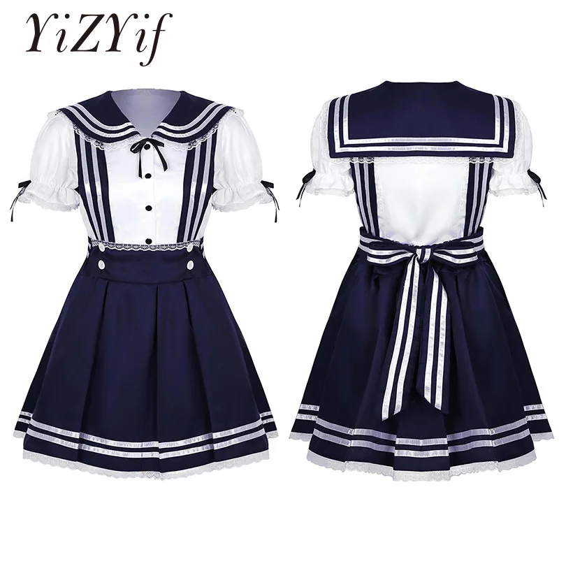 YiZYiF Japanese High School Uniform Sailor Pleated Skirt Outfit Sexy Cosplay Costume Outfit Short Puff Sleeve Shirt with Skirt
YiZYiF Japanese High School Uniform Sailor Pleated Skirt Outfit Sexy Cosplay Costume Outfit Short Puff Sleeve Shirt with Skirt