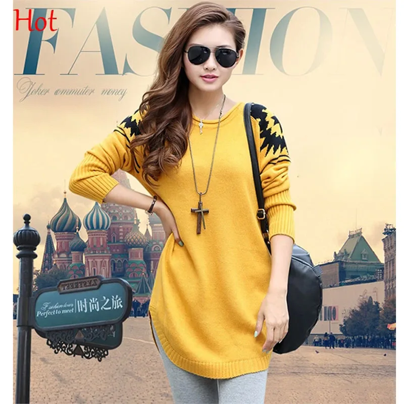 Hot Korean Womens Sweater Loose Long Sleeve Pullover Irregular Sweaters Autumn Outerwear Knitting Coat Colors SV006322 | Женская одежда
