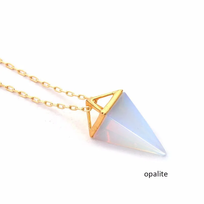 Wholesale 5pcslot Opalite Pyramid Necklace Fashion White Blue Crystal Quartz Gold Layer Necklaces Jewelry Gift
Wholesale 5pcslot Opalite Pyramid Necklace Fashion White Blue Crystal Quartz Gold Layer Necklaces Jewelry Gift
