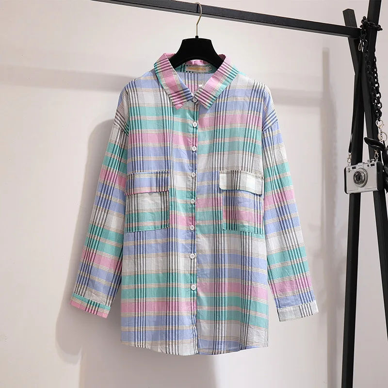 2XL-6XL 2019 Autumn Large size Casual Long Shirt Long Sleeve Plaid Women's Loose Shirt Long Blouses Female 5XL Plus size Shirts
2XL-6XL 2019 Autumn Large size Casual Long Shirt Long Sleeve Plaid Women's Loose Shirt Long Blouses Female 5XL Plus size Shirts