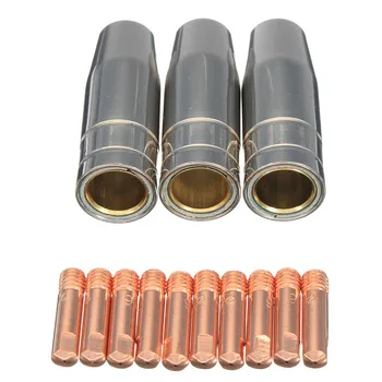 13Pcs CO2 Mig Welding Torch Aircooled MB 15AK Contact Tip Holder Gas Nozzle 0.8mm Welder Shield Shroud Nozzle Tip Kit 
13Pcs CO2 Mig Welding Torch Aircooled MB 15AK Contact Tip Holder Gas Nozzle 0.8mm Welder Shield Shroud Nozzle Tip Kit