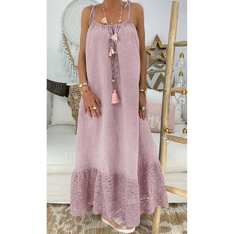 Backless lace patchwork hem maxi dress Women straphetti strap summer beach dress 2019 Casual loose long dresses robe femme
Backless lace patchwork hem maxi dress Women straphetti strap summer beach dress 2019 Casual loose long dresses robe femme